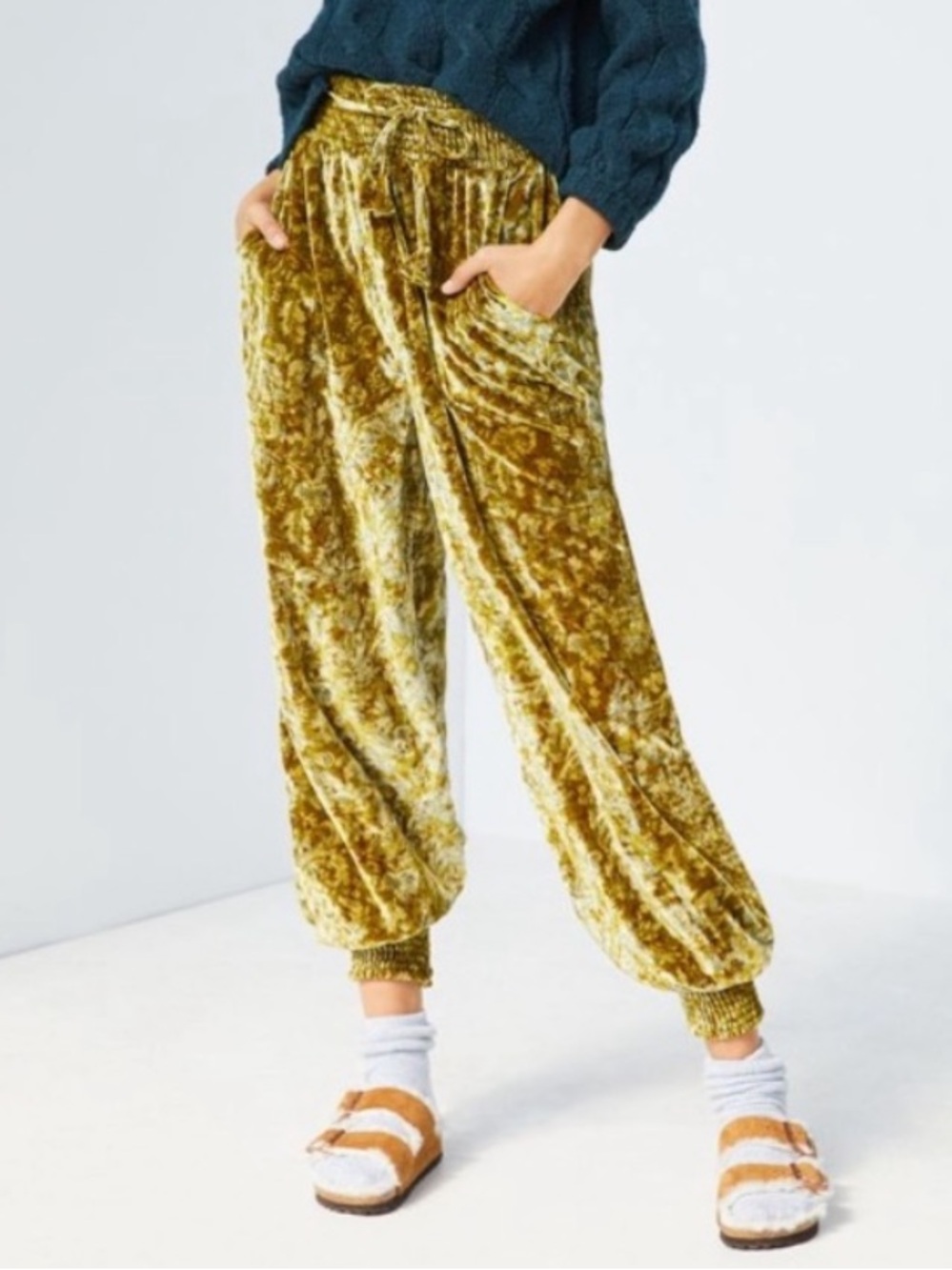 Anthropologie Gloria Velvet Printed Jogger Pants